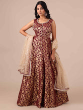 Wine Khaddi Georgette Anarkali with Net Dupatta - House of Surya